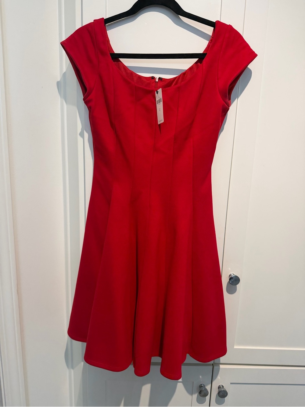 Anthropologie Bailey 44 Red Fit-and-Flare Midi Dress with Scoop Neck size medium - Picture 2 of 5